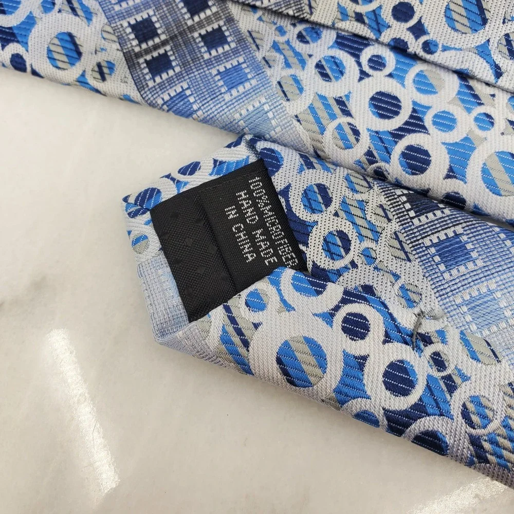 Stafford Stacy Adams‎ Rossi Man Necktie Lot 3 Ties 1 Pocket Square Blue Purple